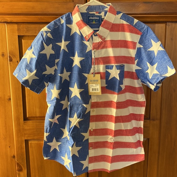 chubbies Other - NWT Chubbies Men Patriotic Stars Stripes Full-Button Down Short Sleeve Shirt